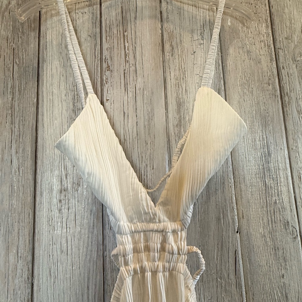 Women’s White V-Neck Maxi Dress with Straps - Picture 6 of 9